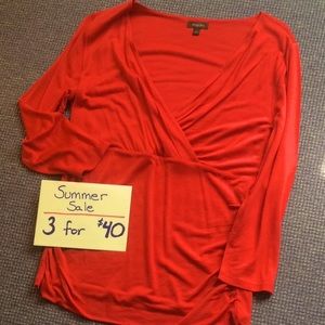 Long sleeve bright coral knit top